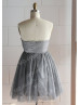 Gray Glittering Tulle Knee Length Prom Dress Gray Glittering Tulle Knee Length Prom Dress
